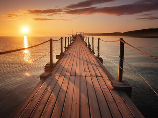 Obraz premium Wooden pier at sunset