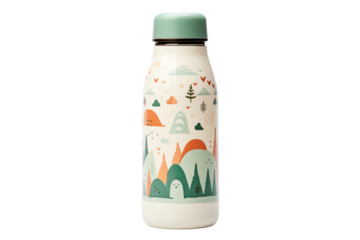 A eco-friendly kids' water bottle made from sustainable materials, isolated on a white background