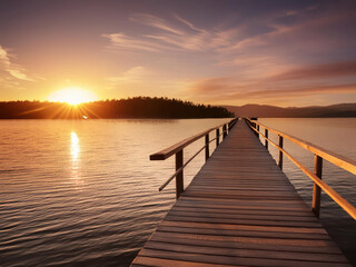 Obraz premium Wooden pier at sunset