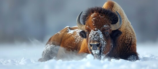 Obraz premium Bison in the Snow