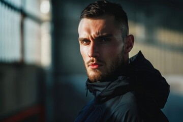 Fototapeta premium Strong Mind. Portrait of Athlete, Fitness Enthusiast Focused and Motivated for Training