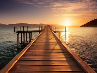 Wooden pier at sunset