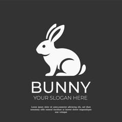 bunny silhouette logo design template