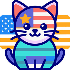 usa cat icon with American flag logo icon t-shirt design website and app icon Print design illustration