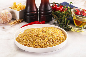 Dry wheat bulgur fow cooking