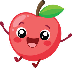 Obraz premium Adorable cartoon apple grins with rosy cheeks. 