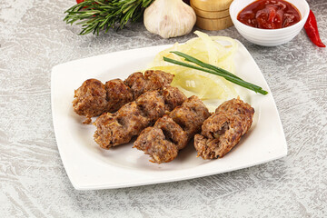 Beef kebab minced meat with onion