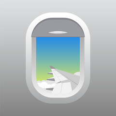 Airplane window travel illustration vector