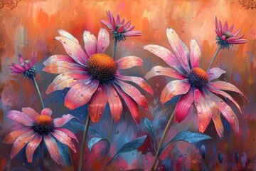 Fototapeta premium Beautiful Flower Painting of Daisies