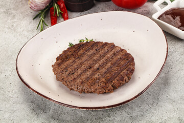 Grilled minced beef burger cutlet
