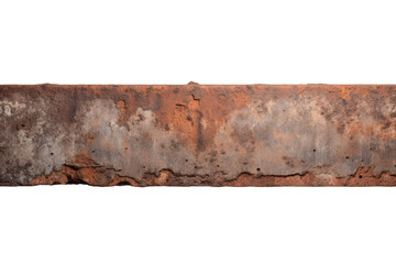 Fototapeta premium A close-up shot of a weathered steel beam, its surface etched with rust and time, isolated on a white background.
