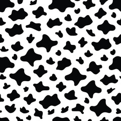 Cow print seamless pattern vector. Cow skin texture vector illustration.