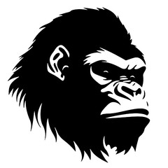 Angry ape - Silhouette isolated on white background. Vector illustration