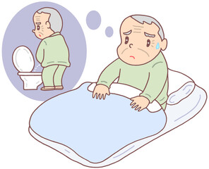 病気・疾患のイラスト - 高齢者・夜間頻尿・夜間多尿・過活動膀胱