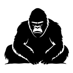 Angry ape - Silhouette isolated on white background. Vector illustration