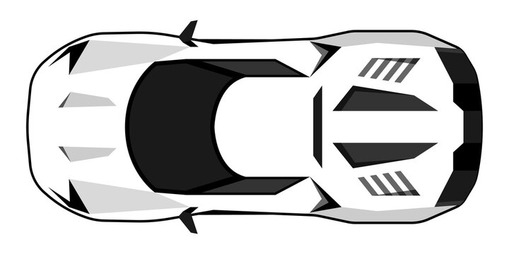 Super soprt car racing car top view illustration