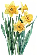 Narcissus ?hamomile flower. Wildflower branch. Spring summer delicate fragile flora. Floral flat hand drawn vector illustration on white background