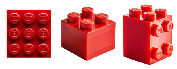 a set red plastic assembly jigsaw toy cut out
