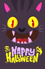 Cartoon funny witch black cart. Halloween illustration