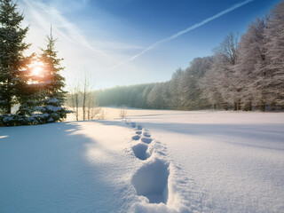 winter landscape with snow