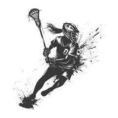 Dynamic Female Lacrosse Player in Action Midfield Splash