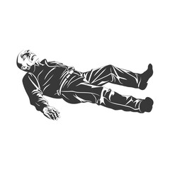 Dramatic Fainting Man Black And White Illustration