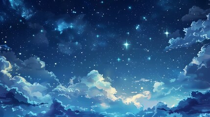 Fototapeta premium Starry night sky with a touch of whimsy, great for dreamy and imaginative projects. 