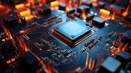 High-Tech Close-Up of Circuit Board with Intricate Electronic Components