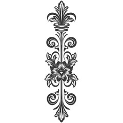 Ornate Floral Column with Baroque Acanthe Leaf & Fleur-de-lis Design Element