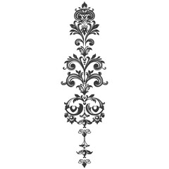 Elegant Damask Vertical Panel: Monochrome Floral Ornament
