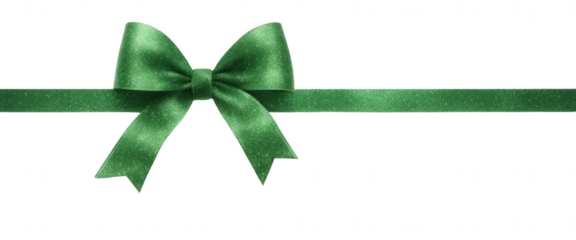 Elegant green ribbon bow isolated on transparent background 
