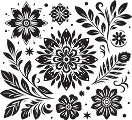 Flower Decoration Elements Silhouette Vector Design