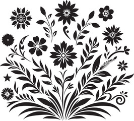 Flower Decoration Elements Silhouette Vector Design