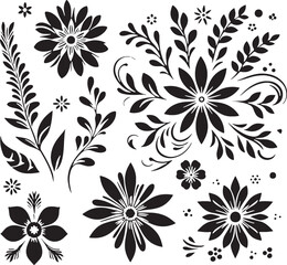 Flower Decoration Elements Silhouette Vector Design