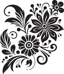 Flower Decoration Elements Silhouette Vector Design