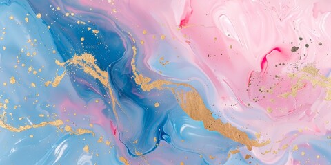 Naklejka premium Abstract Computer Wallpaper Featuring Pink and Blue Marble Liquid Texture with Golden Splashes, Luxurious Background, AI-Generated 4K HD Wallpaper for Elegant and Modern Design Aesthetics,Decorative p