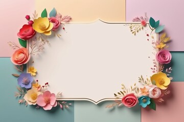 Vintage floral design with a blank paper frame perfect for a greeting card weeding invitation or scrapbook page