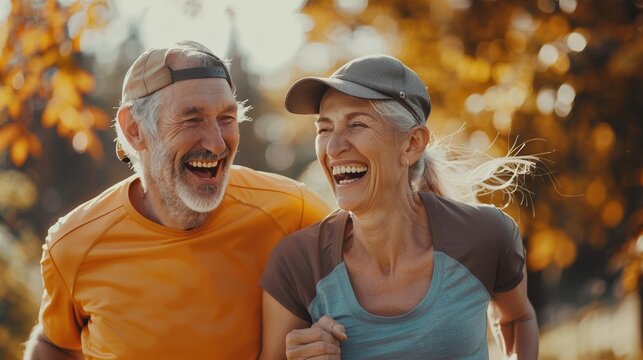 A man and a woman are smiling and laughing together