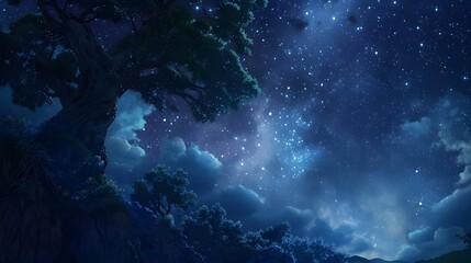 Obraz premium Starry night sky with a touch of whimsy, great for dreamy and imaginative projects. 