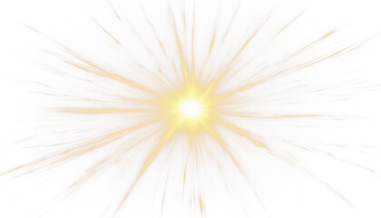 Vibrant golden explosion of light isolated on transparent background 