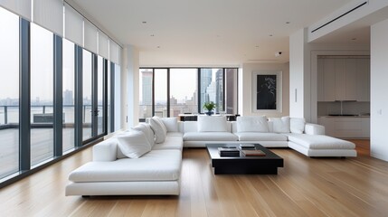 Fototapeta premium A spacious living room with minimalist design