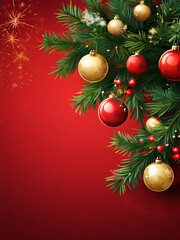 christmas background with branches and balls