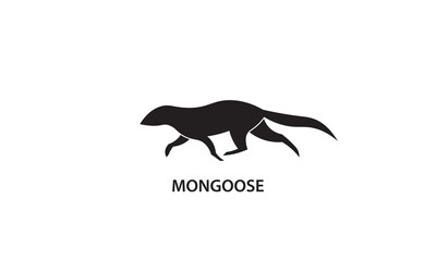Mongoose logo design, minimalist silhouette logo of mongoose animal.