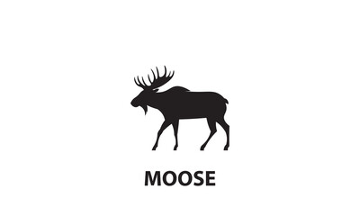 Moose logo design, moose animal silhouette logo with wide antlers.