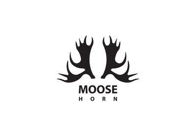 Moose logo design, moose animal silhouette logo with wide antlers.