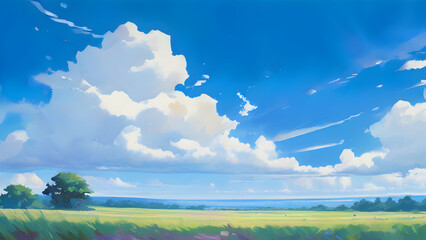 Obraz premium green field and sky