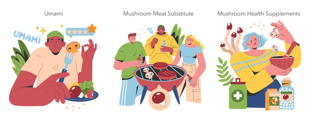 Mushroom Cultivation. Flat Vector Illustration