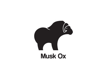Fototapeta premium Musk ox logo visible on the side, musk ox silhouette logo ,template, emblem, icon.