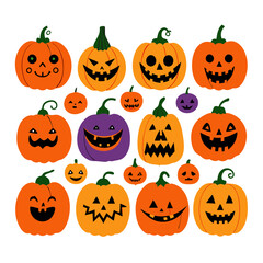 Pumpkin character set halloween