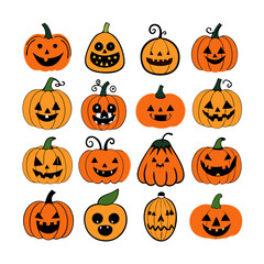 Pumpkin character set halloween
